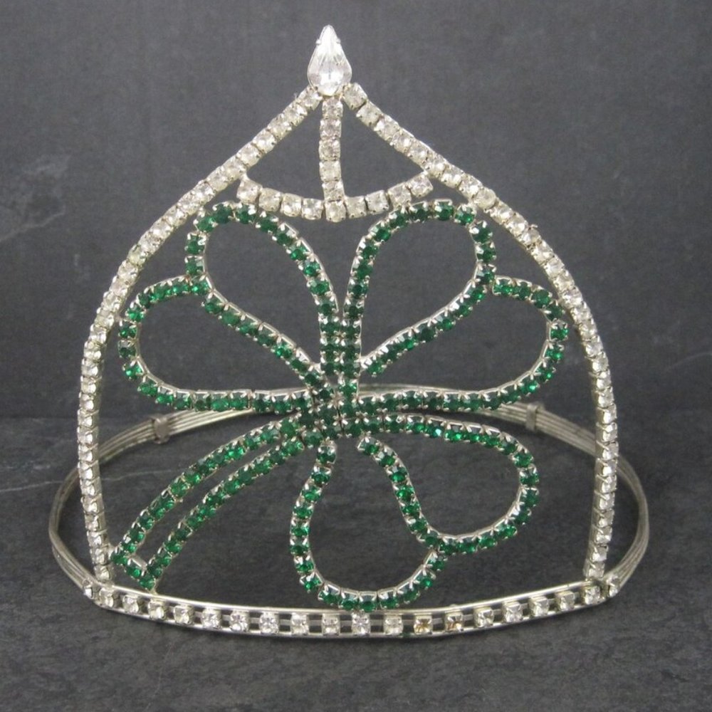 Vintage Estate Clover Rhinestone Tiara Crown